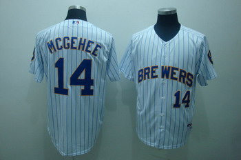 Milwaukee Brewers 14 Casey mcgehee white jerseys (blue stripe)