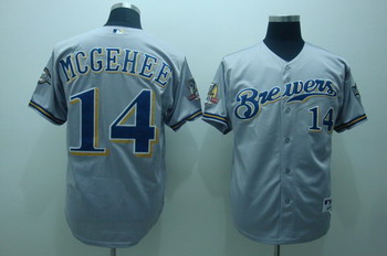 Cheap Milwaukee Brewers 14 Casey mcgehee grey jerseys 40Th Patch For Sale