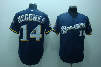 Cheap Milwaukee Brewers 14 Casey mcgehee blue jerseys 40Th Patch For Sale