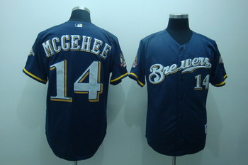 Milwaukee Brewers 14 Casey mcgehee blue jerseys 40Th Patch