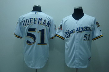 Cheap Milwaukee Brewers 51 Trevor Hoffman white Jersey with 40th Patch For Sale