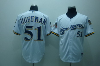 Milwaukee Brewers 51 Trevor Hoffman white Jersey with 40th Patch Milwaukee Brewers 51 Trevor Hoffman white Jersey with 40th Patch