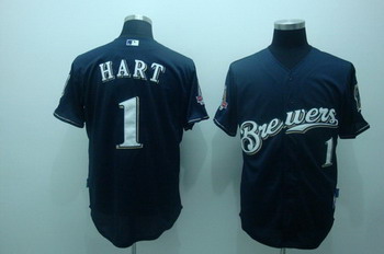 Cheap Milwaukee Brewers 1 Corey hart Navy blue Jerseys For Sale