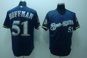 Cheap Milwaukee Brewers 51 Trevor Hoffman Blue Jersey with 40th Anniversary Patch For Sale