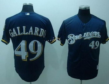 Cheap Milwaukee Brewers Jerseys 49 Gallardo baseball blue jerseys For Sale