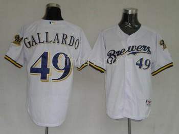 Cheap Milwaukee Brewers 49 YOVANI GALLARDO White Baseball Authentic Jerseys For Sale