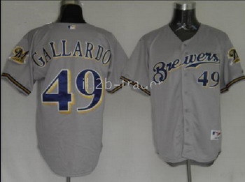 Cheap Milwaukee Brewers 49 GALLARDO baseball grey jerseys For Sale