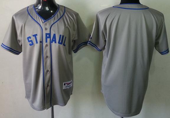 Cheap Minnesota Twins Blank 1948 St. Paul Saints Turn Back Throwback Grey MLB Jerseys For Sale
