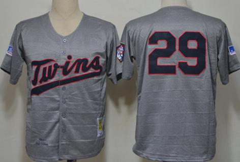 Minnesota Twins 29 Rod Carew Grey M&N MLB Jerseys