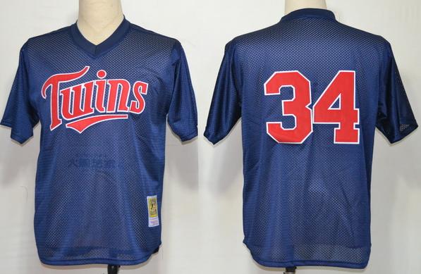 Cheap Minnesota Twins 34 Kirby Puckett Blue M&N 1991 MLB Jerseys For Sale