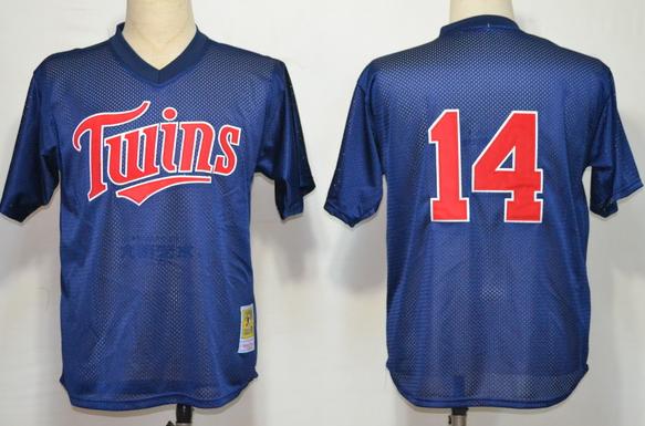 Minnesota Twins 14 Kent Hrbek Blue M&N 1991 MLB Jerseys