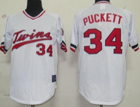 Minnesota Twins 34 Puckett White M&N MLB Jerseys
