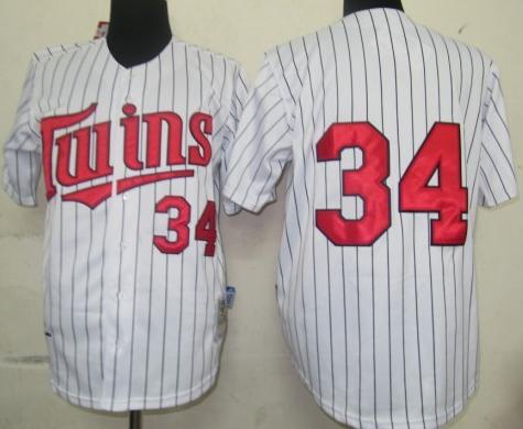 Minnesota Twins 34 Puckett White M&N MLB Jerseys