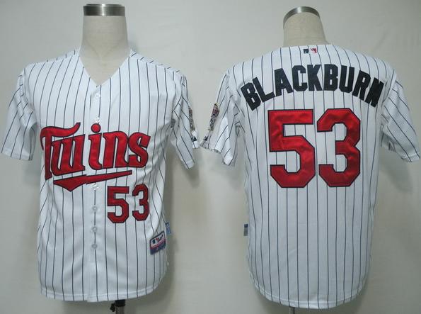 Minnesota Twins 53 Blackburn White(Blue Strip)Cool Base MLB Jersey