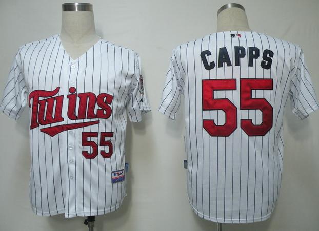 Minnesota Twins 55 Capps White(Blue Strip)Cool Base MLB Jersey