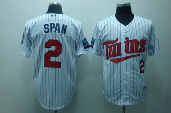 Minnesota Twins 2 Span White(blue strip) Jerseys Coolbase w2010 Inaugural Season Patch