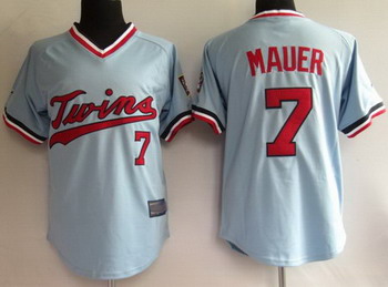 Minnesota Twins 7 Mauer Baby Blue Jerseys mitchell and ness
