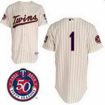 Cheap Minnesota Twins 1 HUDSON 50th cream jersey For Sale