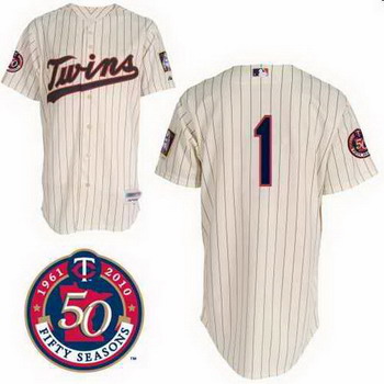 Minnesota Twins 1 HUDSON 50th cream jersey