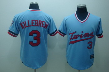 Cheap Minnesota Twins 3 KILLEBREW Baby Blue Cooperstown Throwback baseball Jersey For Sale