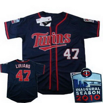 Minnesota Twins 47 Francisco Liriano Navy Blue Jersey (2010 Patch) Minnesota Twins 47 Francisco Liriano Navy Blue Jersey (2010 Patch)