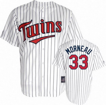 Minnesota Twins 33 Justin Morneau White Pinstripe Jersey