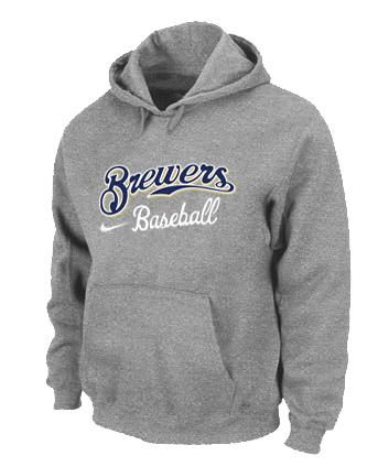 Cheap Milwaukee Brewers Pullover MLB Hoodie grey For Sale
