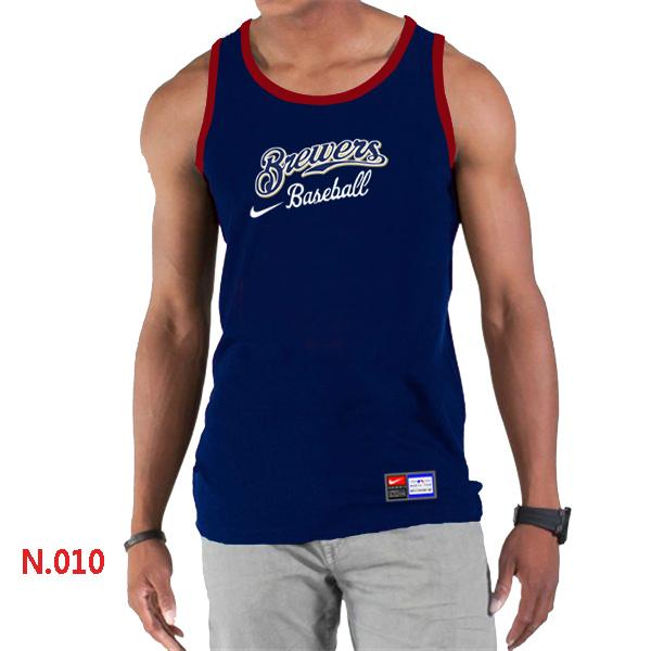 Cheap Nike Milwaukee Brewers Home Practice men Tank Top D.Blue For Sale