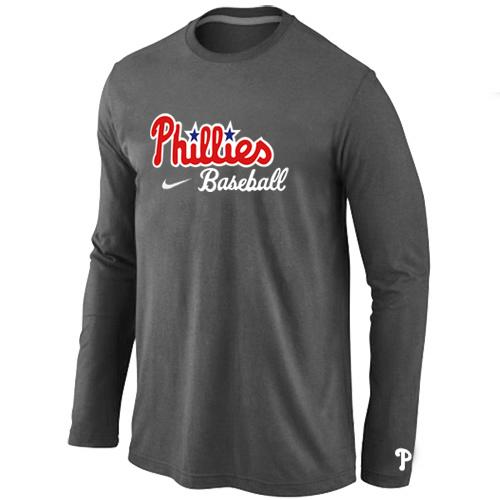 Cheap Nike Philadelphia Phillies Long Sleeve MLB T-Shirt D.Grey For Sale