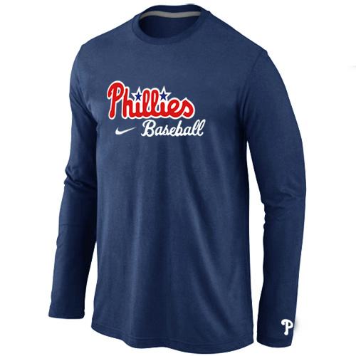 Cheap Nike Philadelphia Phillies Long Sleeve MLB T-Shirt D.blue For Sale