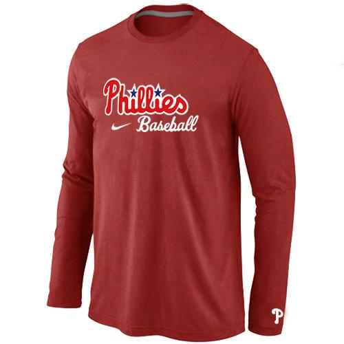 Cheap Nike Philadelphia Phillies Long Sleeve MLB T-Shirt RED For Sale