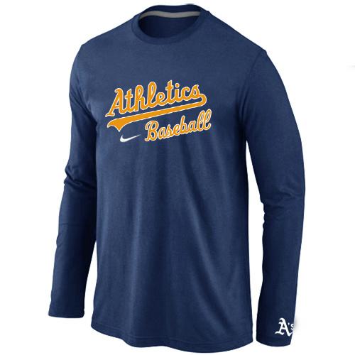 Cheap Nike Oakland Athletics Long Sleeve MLB T-Shirt D.Blue For Sale