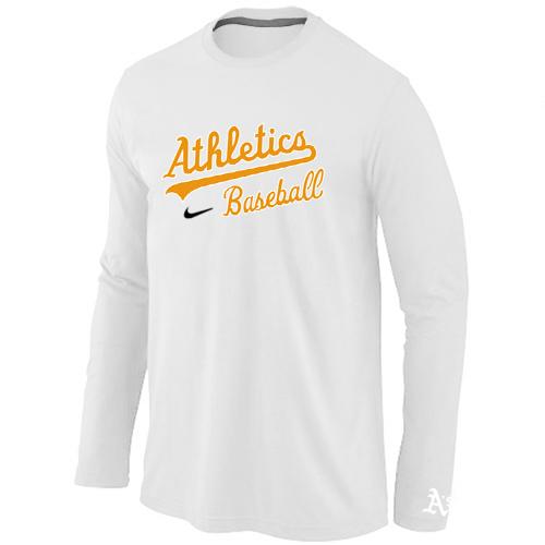 Cheap Nike Oakland Athletics Long Sleeve MLB T-Shirt White For Sale