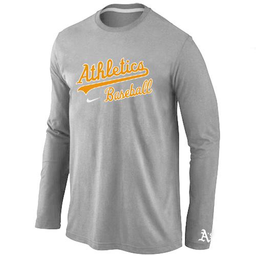Cheap Nike Oakland Athletics Long Sleeve MLB T-Shirt Grey For Sale