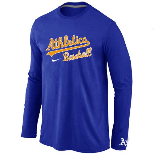 Cheap Nike Oakland Athletics Long Sleeve MLB T-Shirt Blue For Sale