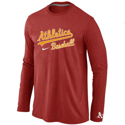Cheap Nike Oakland Athletics Long Sleeve MLB T-Shirt RED For Sale