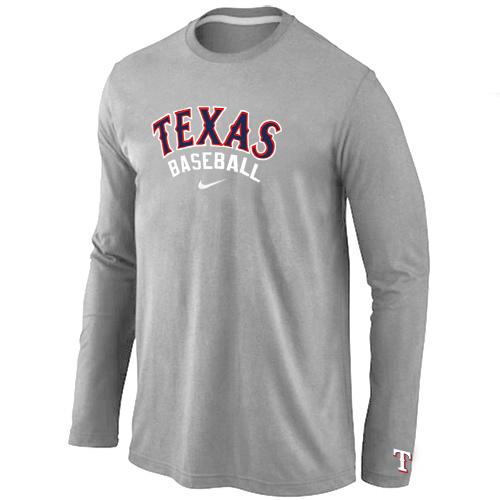 Cheap Nike Texas Rangers Long Sleeve MLB T-Shirt Grey For Sale