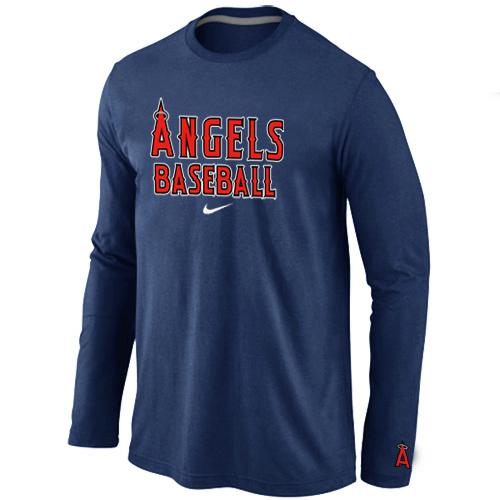 Cheap Nike Los Angels of Anaheim Long Sleeve MLB T-Shirt D.Blue For Sale