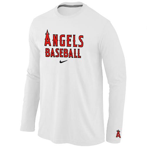 Cheap Nike Los Angels of Anaheim Long Sleeve MLB T-Shirt White For Sale