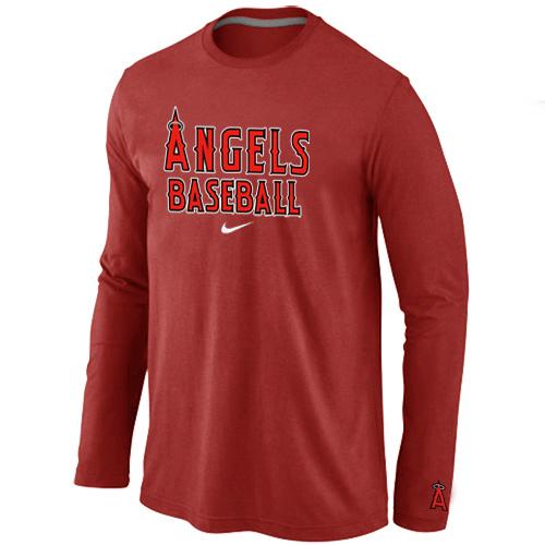 Cheap Nike Los Angels of Anaheim Long Sleeve MLB T-Shirt RED For Sale