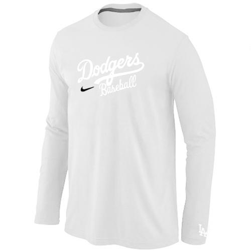 Cheap Nike Los Angeles Dodgers Long Sleeve MLB T-Shirt White For Sale
