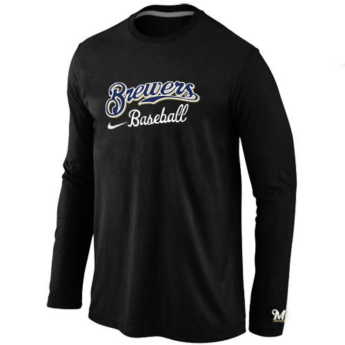 Cheap Nike Milwaukee Brewers Long Sleeve MLB T-Shirt Black For Sale