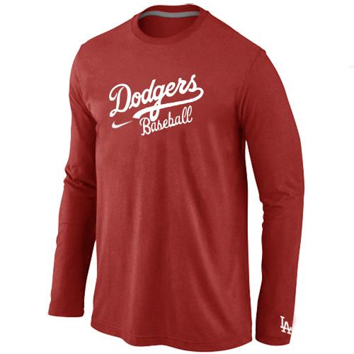 Cheap Nike Los Angeles Dodgers Long Sleeve MLB T-Shirt RED For Sale