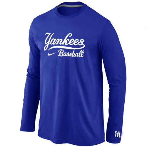 Cheap Nike New York Yankees Long Sleeve MLB T-Shirt Blue For Sale