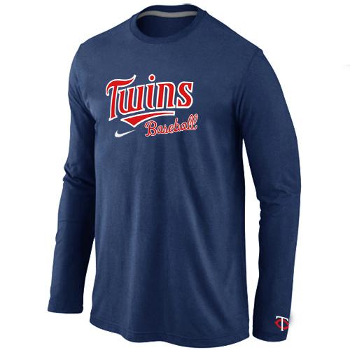 Cheap Nike Minnesota TwinsLong Sleeve MLB T-Shirt D.Blue For Sale