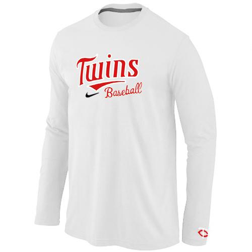 Cheap Nike Minnesota Twins Long Sleeve MLB T-Shirt White For Sale