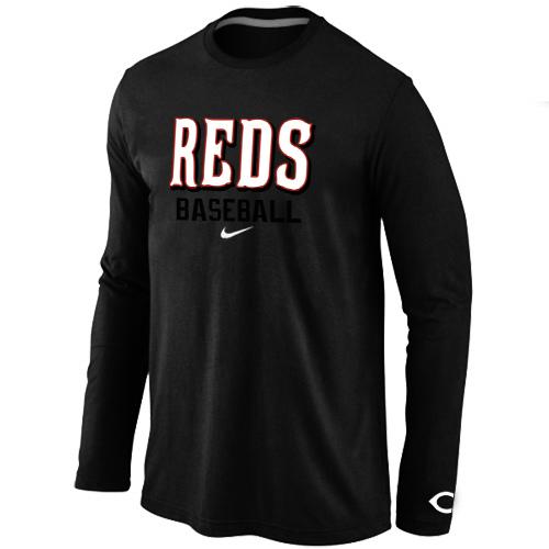 Cheap Nike Cincinnati Reds Long Sleeve MLB T-Shirt Black For Sale