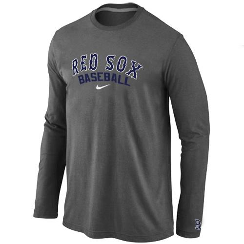 Cheap Nike Boston Red Sox Long Sleeve MLB T-Shirt D.GREY For Sale