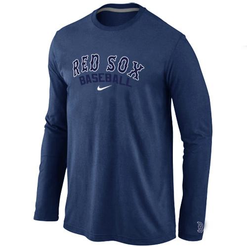 Cheap Nike Boston Red Sox Long Sleeve MLB T-Shirt D.Blue For Sale