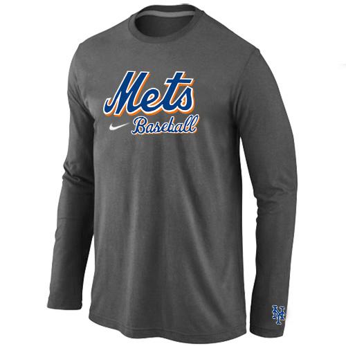 Cheap Nike New York Mets Long Sleeve MLB T-Shirt D.Grey For Sale